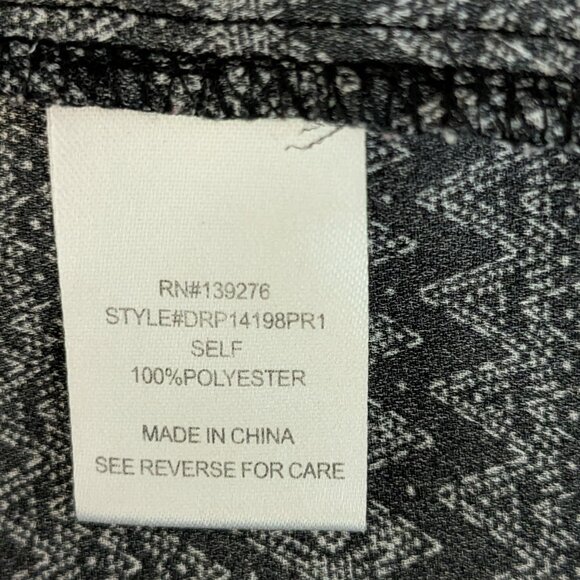 DR2 Black/Gray Zig Zag Chiffon 3/4 Sleeve Pullover Blouse Top; Size PL - Picture 5 of 6